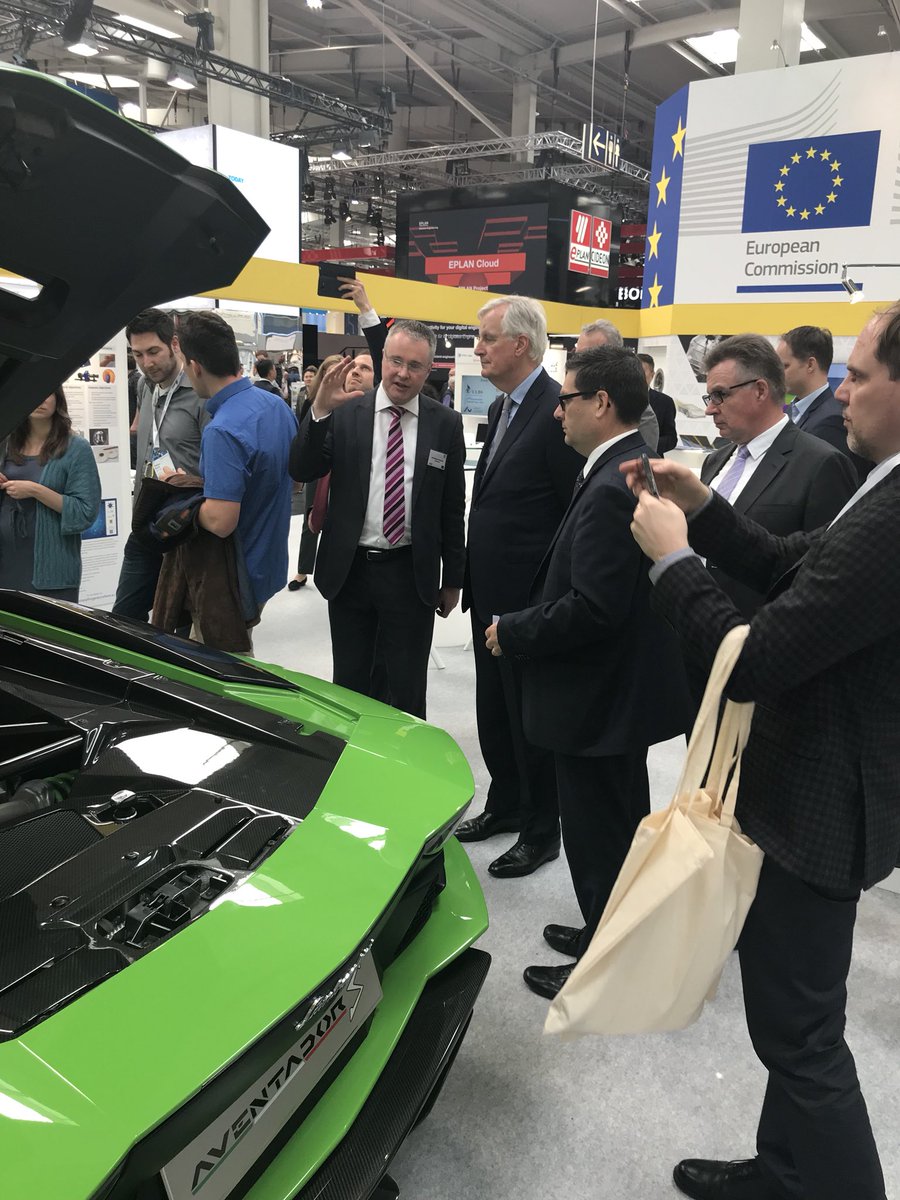 FortissimoPro's tweet photo. Mr. Michel Barnier, Chief Negotiator for Brexit visited our Stand! #EuropeanCommision #hm18 #FortissimoPro https://t.co/5YyLTBxE16