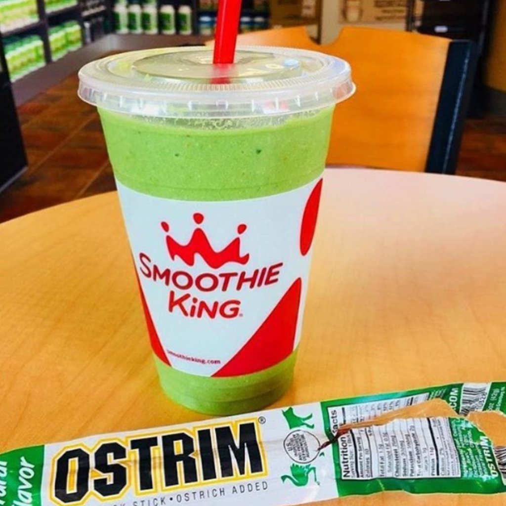 OstrimMeatSnack's tweet photo. Did you know you can buy #Ostrim at your local @SmoothieKing?

Check out this green pairing from #SmoothieKing York from St. Patty's Day!

Thanks for the shout-out, guys!

#snacks #perfecttogether #highprotein #lowcarb https://t.co/91jRZCPbX2