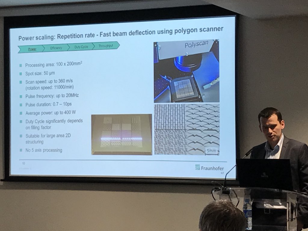 SAndersonSPIE's tweet photo. Johannes-Thomas Finger of @FraunhoferILT describes scaling strategies for surface structuring using high-power ultrafast lasers during today’s industry session on high-speed laser microprocessing at #SPIEPhotonicsEurope. #spieindustry 

@SPIEeurope https://t.co/WKeZLigswo
