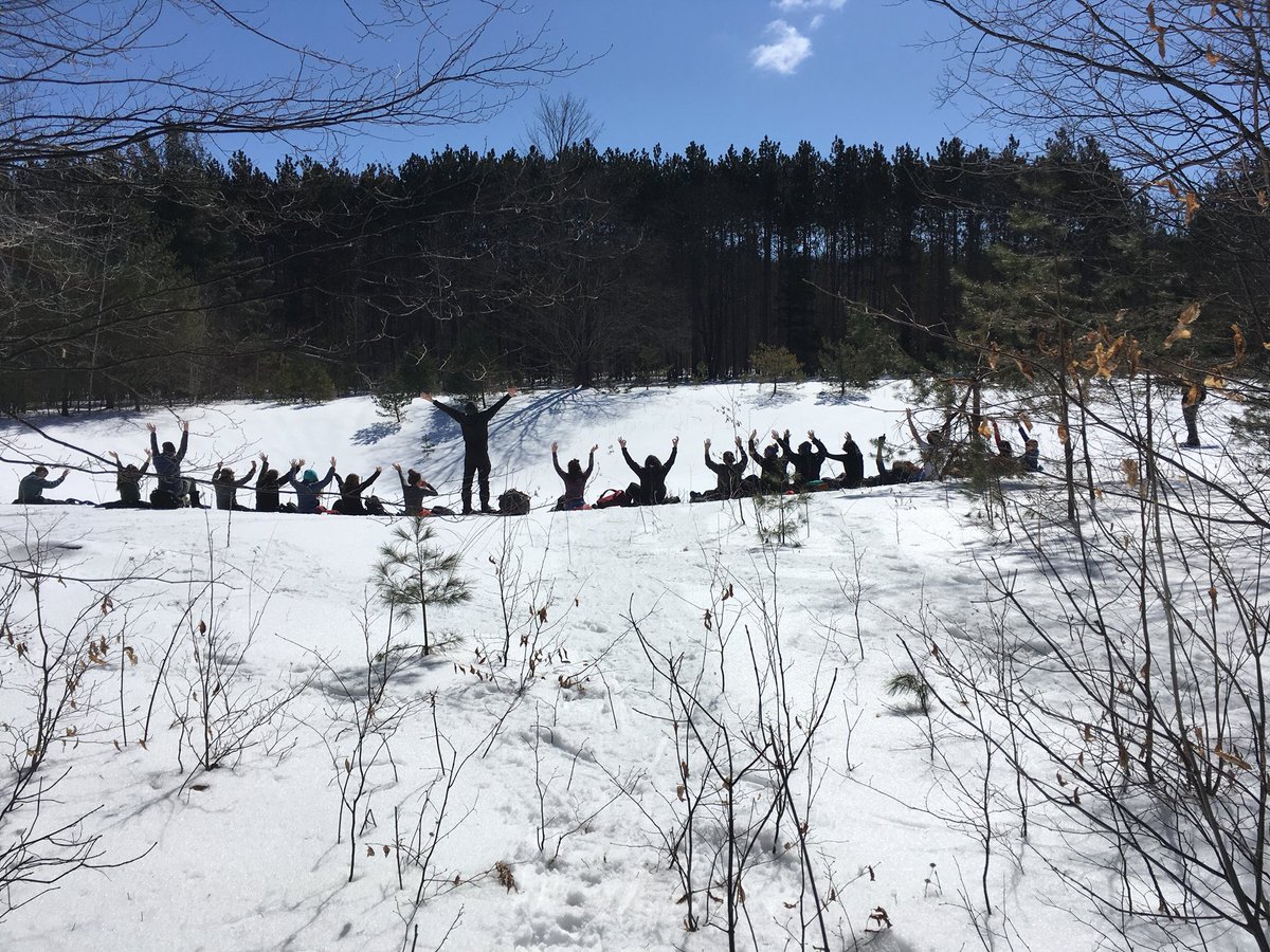 nssenviro's tweet photo. Spend the day snowshoeing at the end of April? Yes please! A beauty day at Horseshoe with Enviroventure’s crew! @nsstritons https://t.co/U98C8Ax5iN