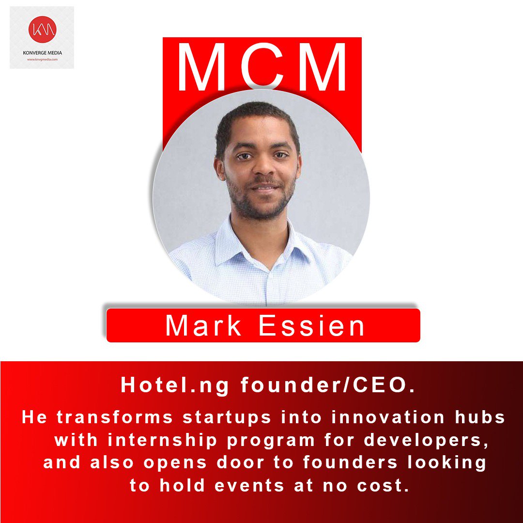 knvgmedia's tweet photo. Our MCM today is Mark Essien. Many thanks to him for transforming software startups into innovation hubs, and making it easier for travellers to book hotels online at their convenience. #TechUpdates #MCM #MarkEssien #Hotelsng #SoftwareDeveloper #Entrepreneur https://t.co/xyGTVRBVzk
