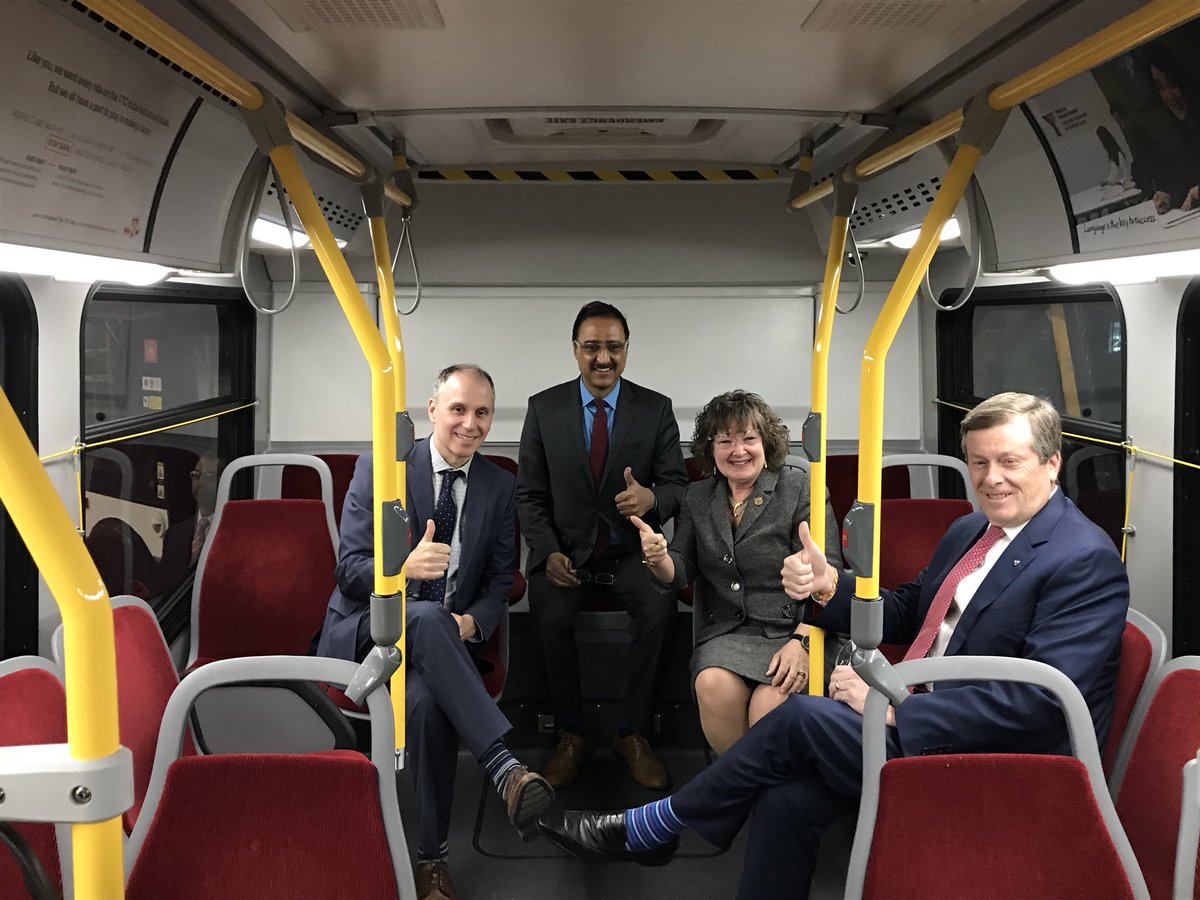 Kathryn_McGarry's tweet photo. It’s always a great day for transit riders when all three levels of gov get together for a funding announcement. More than 1000 new #TTC buses will be brought in and nearly 700 existing buses will be refurbished #keepingyoumoving #onpoli https://t.co/fBHyCcnc6s