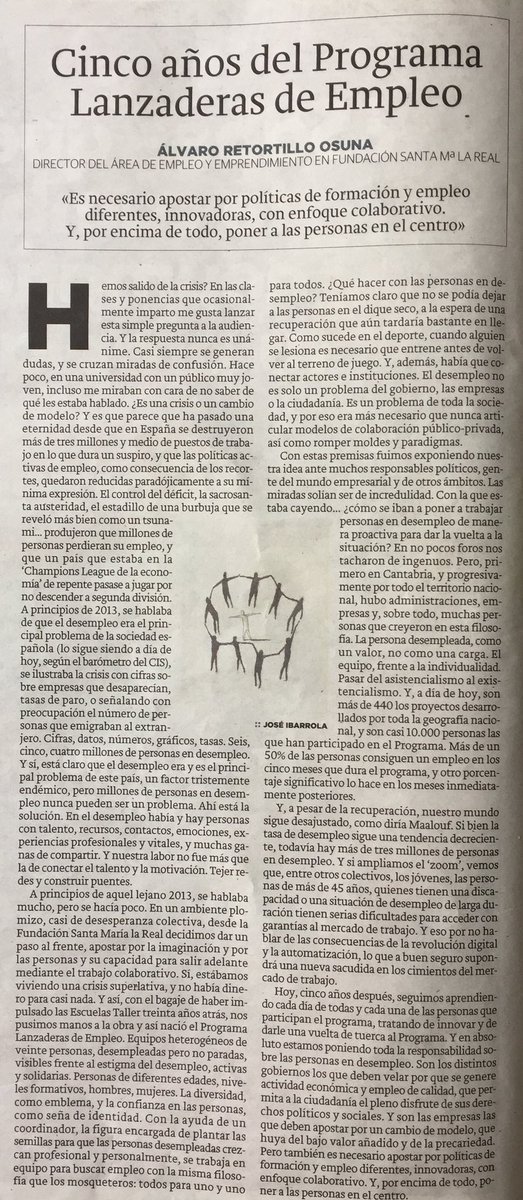 LanzaComVA_17's tweet photo. Cinco años del programa #Lanzaderas de empleo. Por @AlvaroROsuna 
@Lanzaderas_EES @FundacionSMLRPH 
#Empleo https://t.co/fOBiPrZwMY