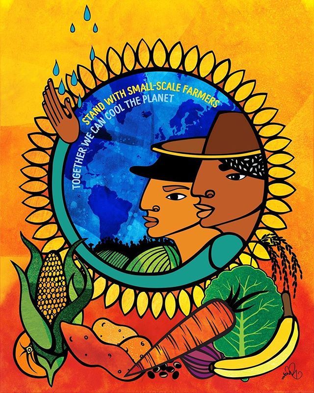 favianna's tweet image. You can help reduce emissions by supporting small scale farmers. Small-scale farmers help cool the planet as they feed the world. To end climate chaos, must create a just economy that respects our environment and treats all people with dignity. This requires conscious produc…