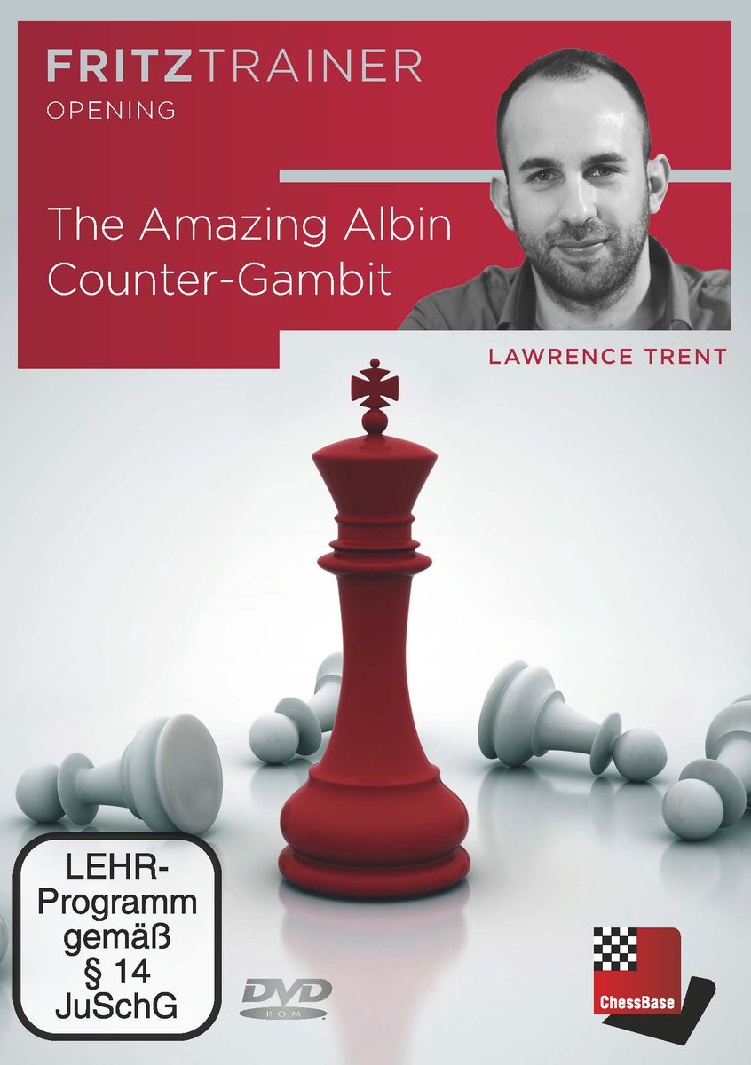 ChessAndBridge's tweet image. The Amazing Albin Counter-Gambit by @LawrenceTrentIM, in stock now! The Albin Counter-Gambit (1.d4 d5 2.c4 e5!?) has been a favourite of Grandmasters and amateur players alike since it was popularised by Adolf Albin in the 1890s. shop.chess.co.uk/The-Amazing-Al… #chess #dvd #chessbase