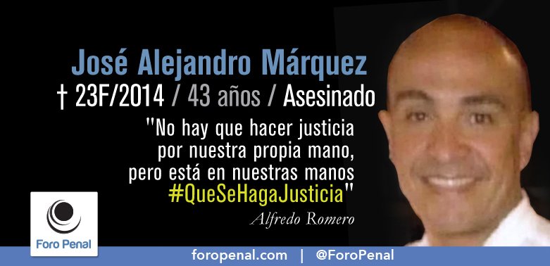 ForoPenal's tweet photo. #23Ab Hoy se cumplen 6 años y 2 meses de la muerte de Alejandro Márquez el 23/02/14. 
No lo olvidemos. 

Mas información sobre el caso aquí: https://t.co/j7KkmwKDwx

#QueSeHagaJusticia 
- Foro Penal 
https://t.co/WnSfjYnnxy