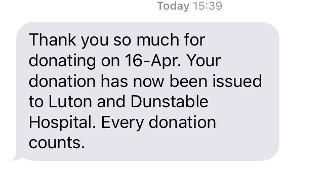 Thanks <a href="/GiveBloodNHS/">NHS Blood Donation 🩸🩹</a> for the text to let me know where my dontation has gone. Next appointment already booked!