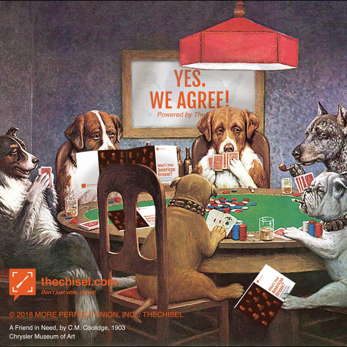 thechisel1776's tweet image. Don’t keep it a secret! TheChisel has released ground-breaking new research that shatters the myth of two Americas. yesweagree.com 

#yesweagree #bipartisan #thechisel #AFriendInNeed @ChryslerMuseum #puppies #arthistory