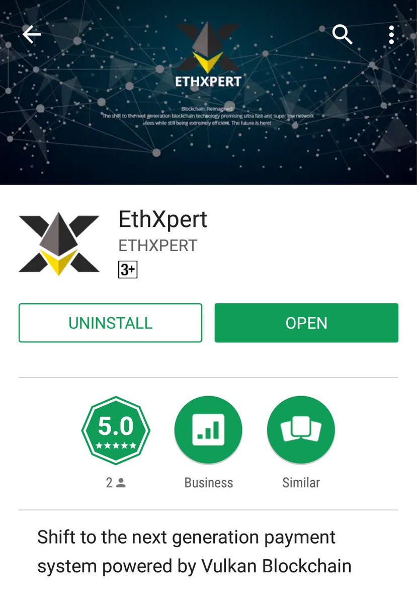 ethxpert's tweet photo. You May Now Download Your Own EthXpert Wallet in Google Playstore.
Buy EXT Coins For as Low as $0.08 each.
Shift to the Next Generation Payment System Powered by Vulkan Blockchain.
#playstore
#androidapp
#ethxpert
#pos https://t.co/H4Dg263HUN