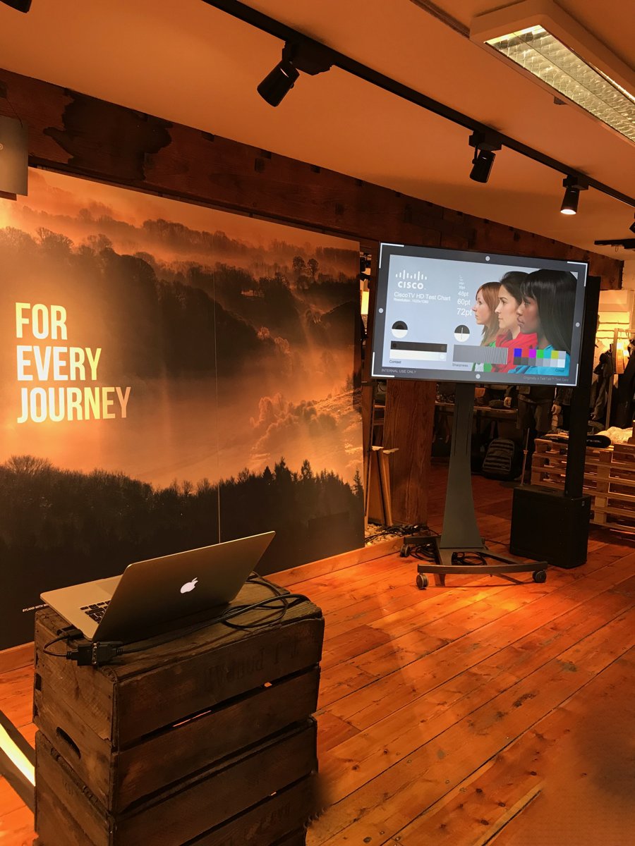 Testing our Samsung 65" LED Screen showing Full HD Content at a clothing launch in Tower Hamlets. #AVHire #LEDscreens #1920x1080p #SamsungScreens # UnicolAxia