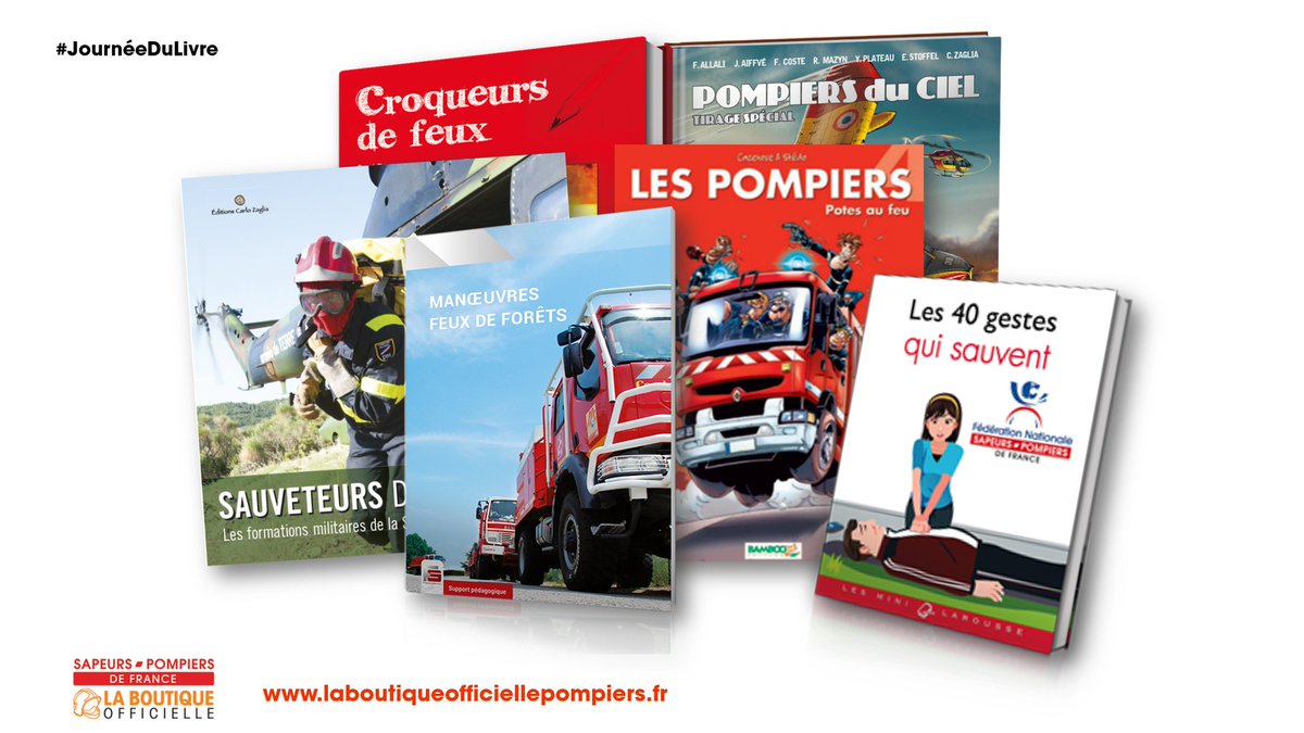 PompiersFR's tweet photo. 📚📕🚒 Aujourd'hui, c'est la #JournéeDuLivre ! Saviez-vous qu'en plus des magazines #SPmag et #ASPmag, les éditions des @PompiersFR proposent également des #livres ? Guides pratiques, manuels, beaux livres, BD des #pompiers... découvrez-les tous sur ➡ https://t.co/abpmEwrDrq https://t.co/EOgJkMzW3V