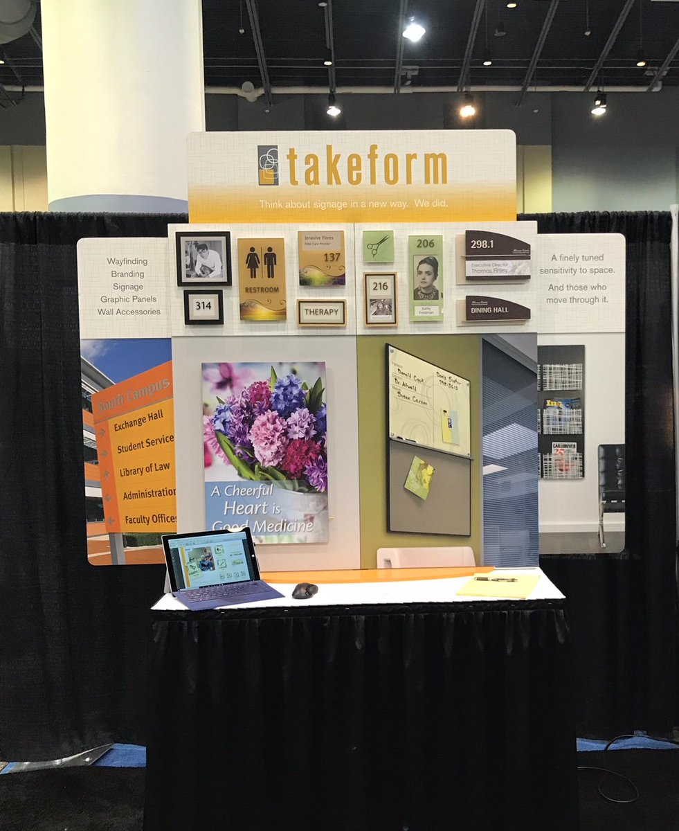 Takeform's tweet photo. We are at the Environments For Aging Conference #Savannah #Georgia. Please visit our Booth 621 Today from 11:30-2:30. @EFAging #EFAcon #signage #wayfinding #takeformvibe #seniorliving #conference #seniorlivingdesign #design #environmentsforaging #tradeshow https://t.co/6KVL4KllwE https://t.co/zQjum5ehed