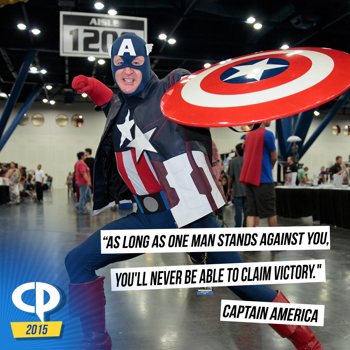Comicpalooza's tweet photo. Brave words spoken to Thanos from Captain America. Passes for #CPX2018 at: https://t.co/0YHxYN9jTD #Comicpalooza #CP2015 #MotivationalMonday #CaptainAmerica #Thanos #Avengers #InfinityWar Photo by Pete Ortega https://t.co/zHIHqKntOL
