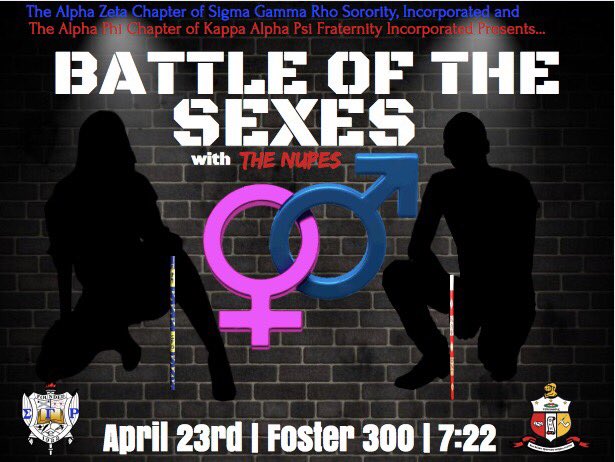 QueeezyK's tweet photo. The forum you've been waiting for! The battle of the semester! Test your skills and see who will win 👌🏿👌🏿. Join us for a night of trivia and fun as male and female competitors compete to fight for their pride! You don't wanna miss it! #BattleOfTheSexes #IndyEdition https://t.co/VaPW3cEMfe