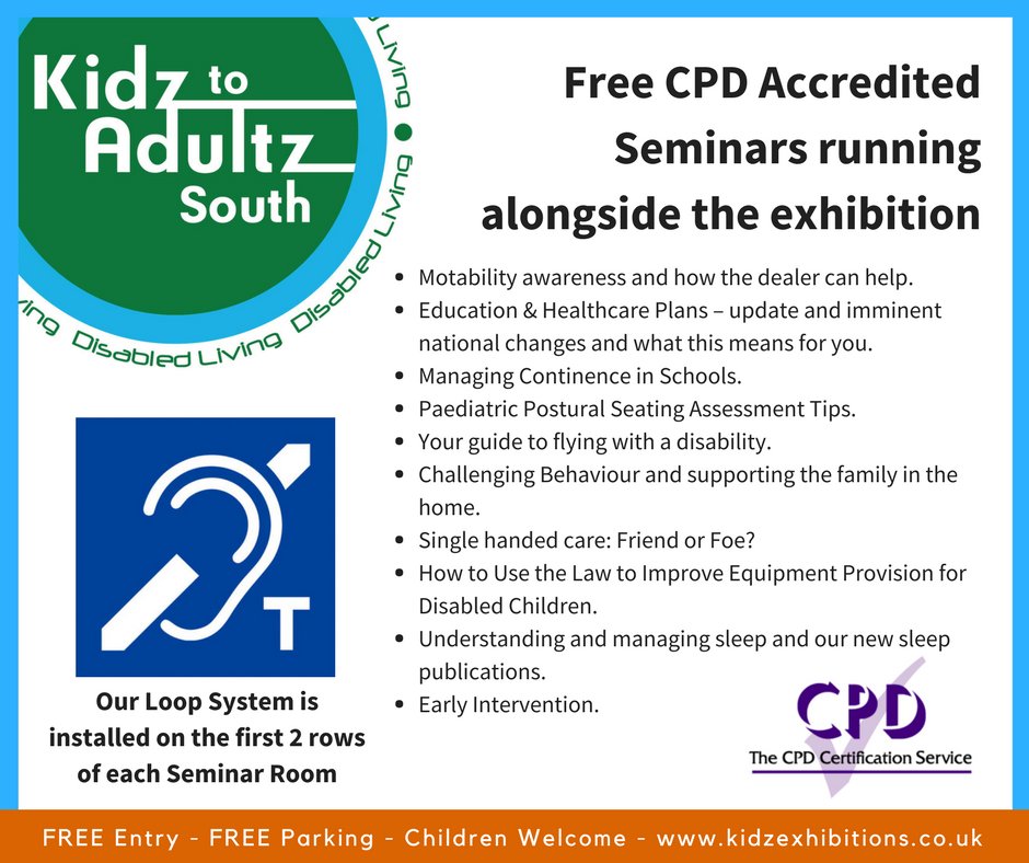 kidztoadultz's tweet photo. Our #LoopSystem is installed on the first 2 rows of each Seminar Room!
Free CPD Accredited Seminars running alongside the Kidz to Adultz South exhibition https://t.co/l45gaFYVxZ https://t.co/T4gvw7Gk6r