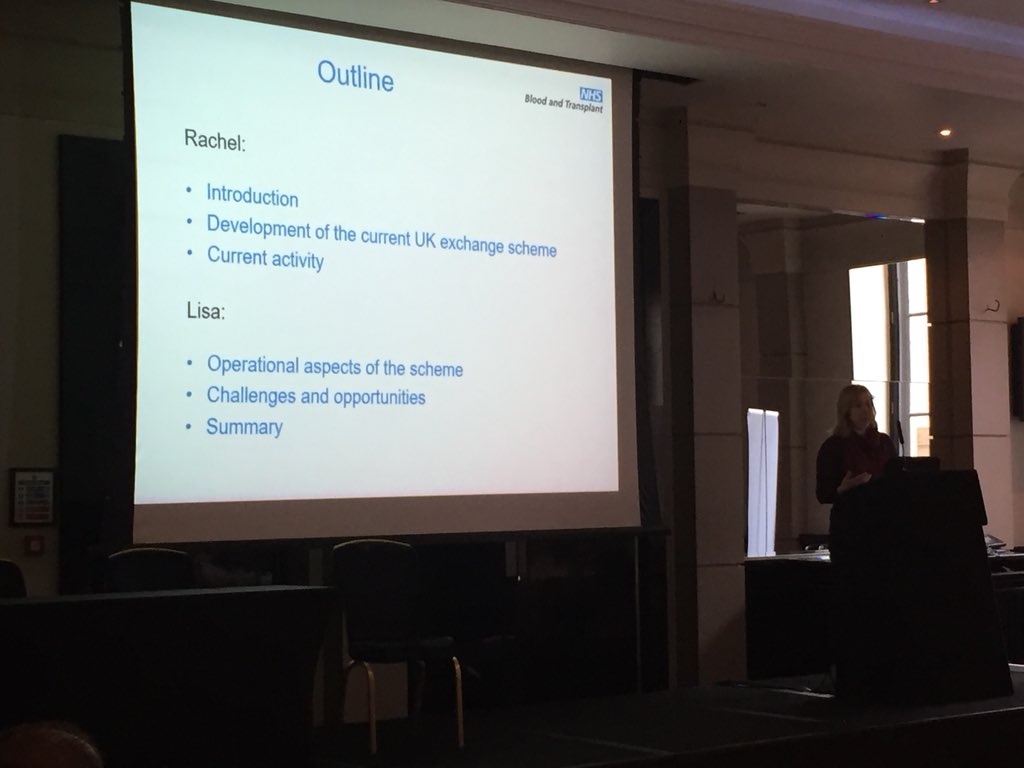 MRITransplant's tweet photo. Next is Rachel Johnson, lead statistician from @NHSBT and Lisa Burnapp, Consultant Nurse in living donor transplantation @GSTTnhs presenting the UK Organ Sharing Scheme. #MCRLD https://t.co/o5wpsmXDJJ