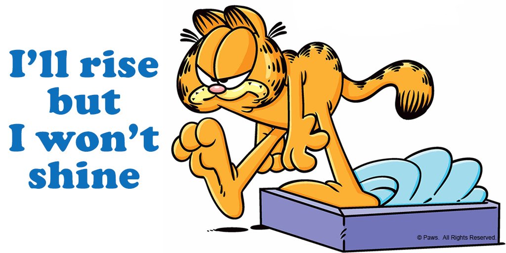 Garfield's tweet photo. Let's be realistic about our expectations today. It's #Monday and #IHateMondays. #WakeMeForTheWeekend https://t.co/o1r78ctGRq