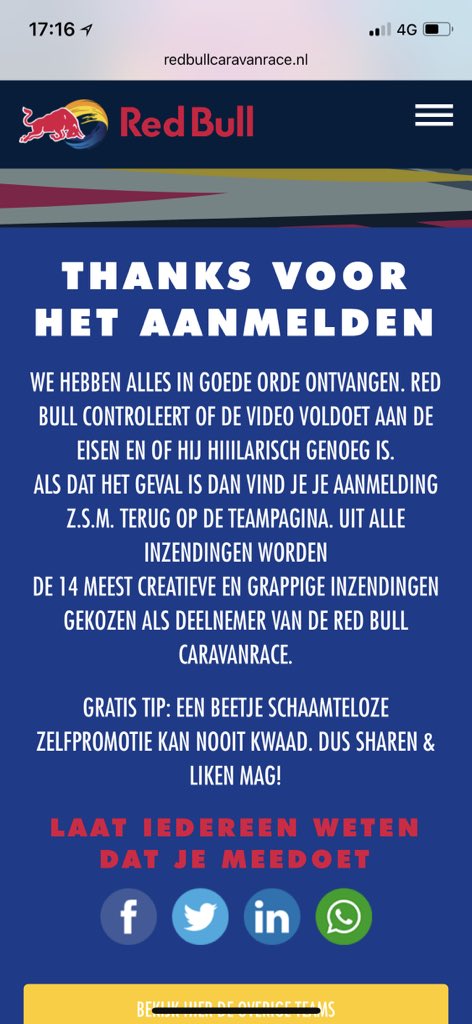 Vandaag hebben <a href="/ivotriepels/">Ivo Triepels</a> en ik ons ingeschreven voor de <a href="/redbullNED/">Red Bull Nederland</a> Caravanrace voor de <a href="/JumboSupermarkt/">Jumbo Supermarkten</a> Racedagen 😂 Check het filmpje hier: youtu.be/hup91u8ySHI 🏎🏁