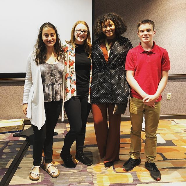 HSJATrojans's tweet photo. Tillie, Nina, Marly &amp; Blake in Little Rock today presenting at Arkansas Assoc of Instructional Media Digital Breakouts. They did a digital breakout on various books related to the WWII and the Holocaust. https://t.co/31265UxQcm https://t.co/WeGZ14k5qe