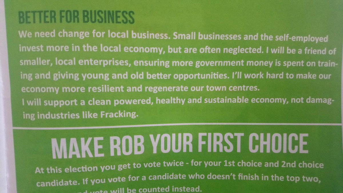 In your Mayoral election booklet. Sounds good to me! 💚 #betterforbusiness #robformayor #localisgreen #doncasterisgreat #Sheffieldissuper