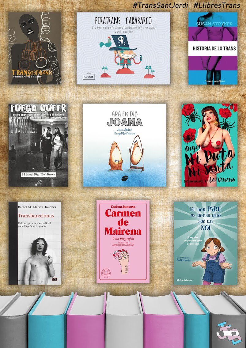 Per acabar, aquí us deixem una imatge amb tots els llibres que hem recomanat. Per més detalls, podeu buscar als hashtags #TransSantJordi i #LlibresTrans a on els hem anat publicant al llarg d’aquests dies.

Us desitgem un bon dia!