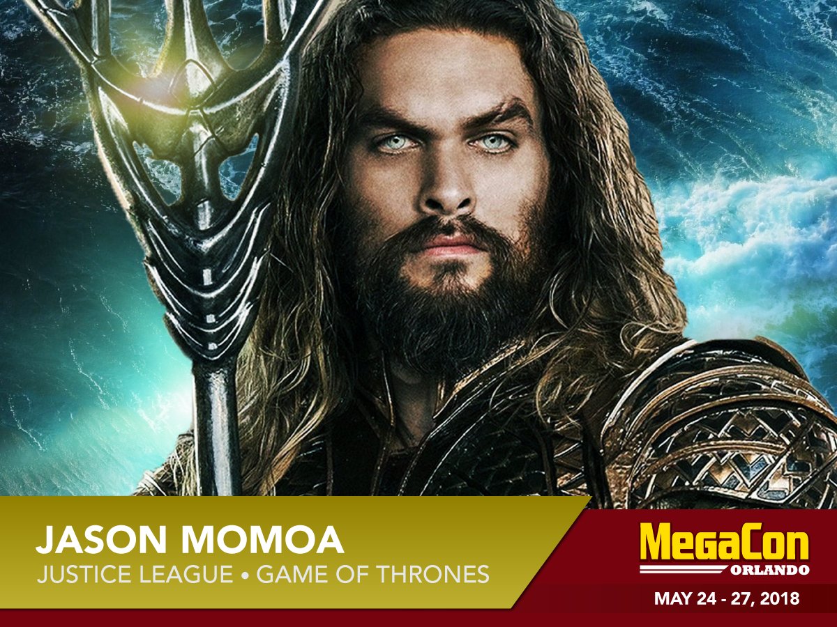 MegaConOrlando's tweet photo. #GuestUpdate (1) Due to a change in professional commitment, Jason Momoa will now be appearing at #MEGACON2018 on Saturday ONLY. Those who have purchased a Photo Op w Jason Momoa on Sunday will receive an email from Epic Photo Ops detailing their options which include: https://t.co/1xb9kYvhrS