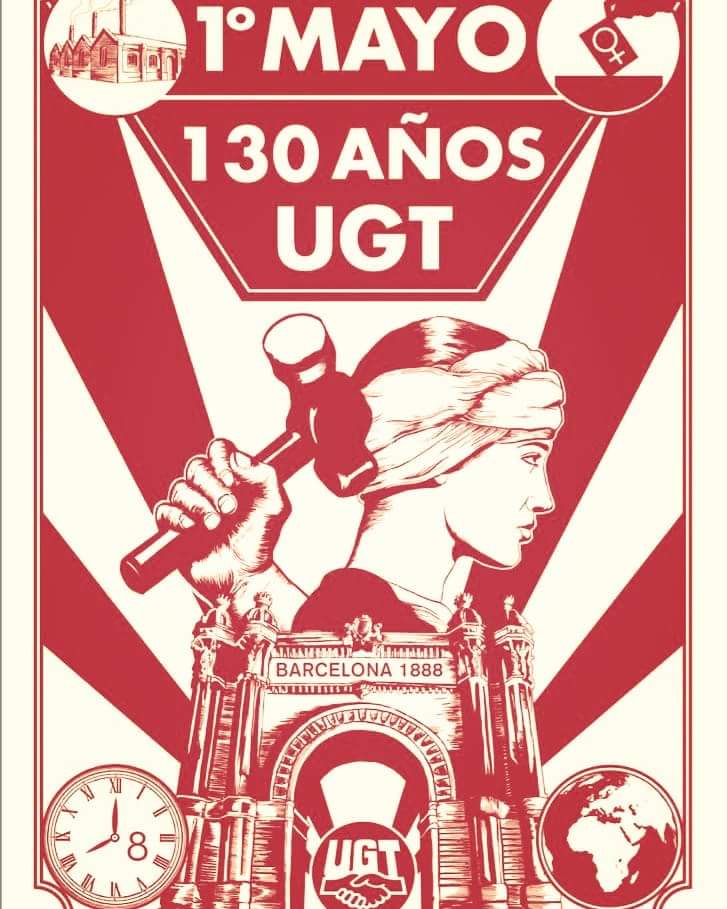 ugtficantabria's tweet photo. 1° de mayo salgamos tod@s los trabajadores a la manifestación para mantener las condiciones laborales que tanto costo conseguir y recordar aquellos compañer@s que lucharon por ello. Es momento de recuperar los derechos #130años #UGT #SoyUGT #1deMayo #AlasCalles #Lucha #Derechos https://t.co/bbxexFAJix
