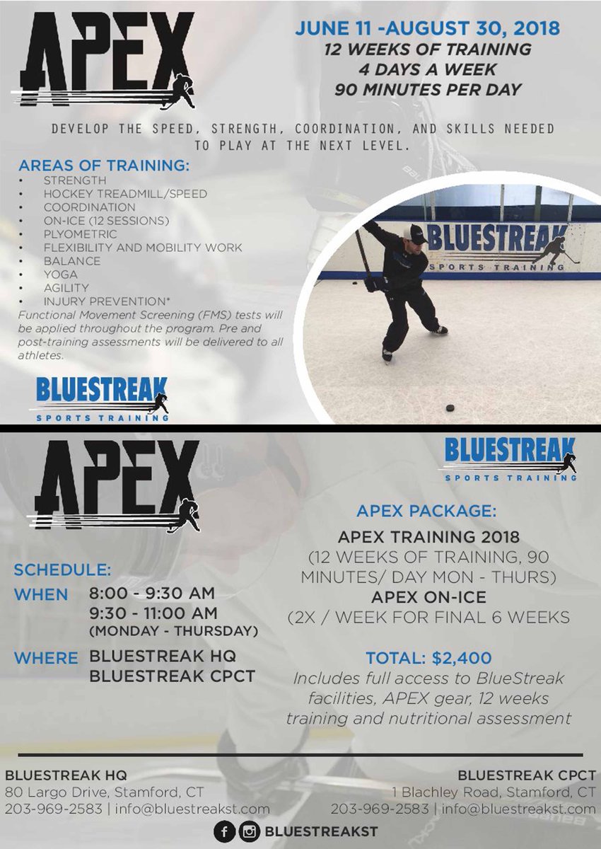 BlueStreakST's tweet photo. 🏒HOCKEY ATHLETES🏒
Sign up today for the most ELITE level hockey training in the area! APEX training only available at BLUESTREAK!

For more information, call us today!
📞: (203) 969-2583 https://t.co/yjedIAa30o