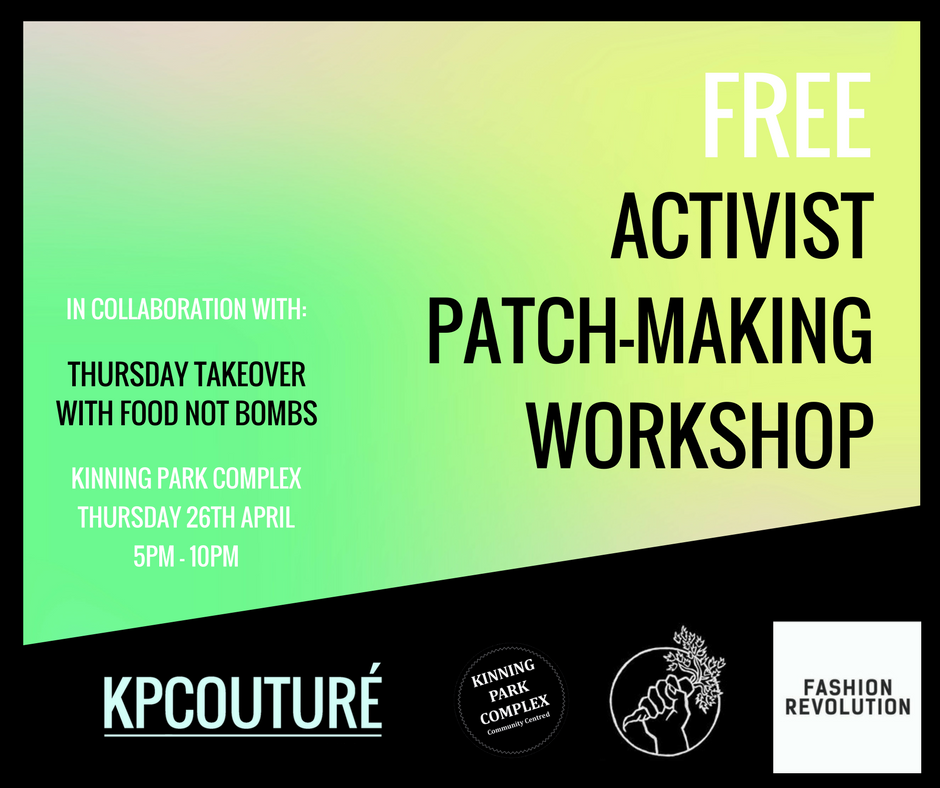 It’s #FashionRevolutionWeek! 
Come join us at <a href="/KinningParkComp/">Kinning Park Complex</a> this Thursday evening where we will be partying with Food Not Bombs Glasgow.
JOIN THE REVOLUTION!
facebook.com/events/3553066…