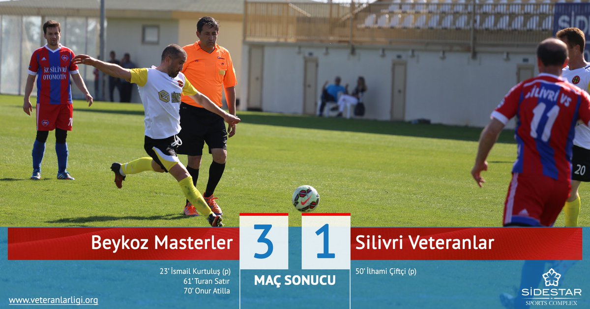 Beykoz Masterler - Silivri Veteranlar MS
23' İsmail Kurtuluş (p)
50' İlhami Çiftçi (p)
61' Turan Satır
70' Onur Atilla