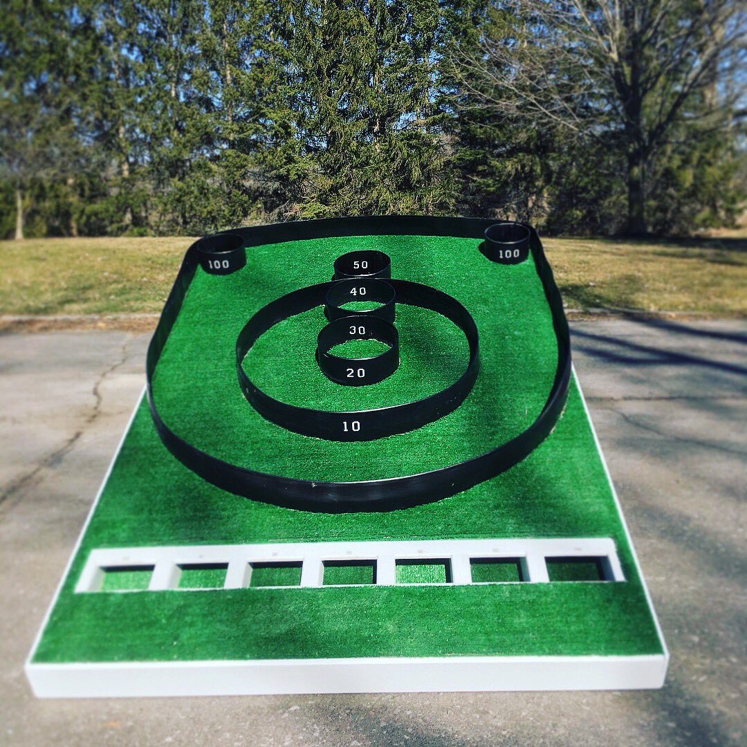 Our first Game in the Countdown is: #SkeeChip! 🏑 #Chip a ball in for points! Tag a friend that would love this game! ⛳️
#HitchedGames #Handmade #BackyardGames #YardGames #Golf #Woodworking #Carpentry #EventService #YGK