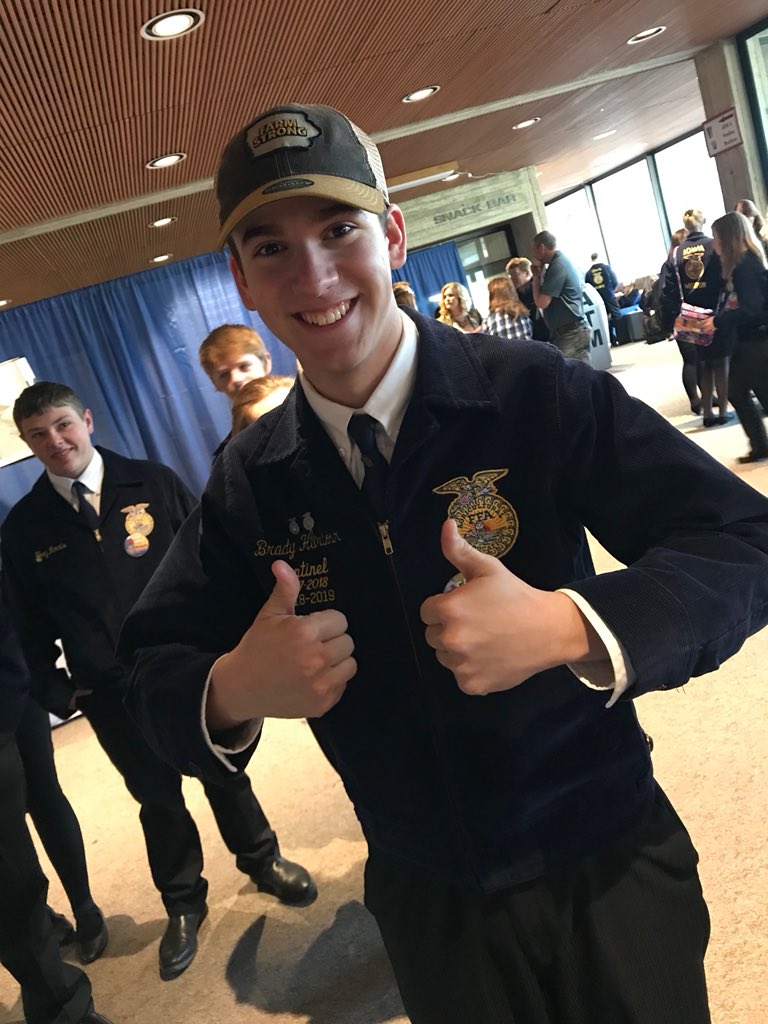 IowaFarmBureau's tweet photo. Having lots of fun giving away prizes at the @iowaffa career show! Love hearing stories from students on how they’re making #Iowa stronger. #ACenturyStrong #IAFFA18 #FFASLC18 https://t.co/qszvkUPbJT