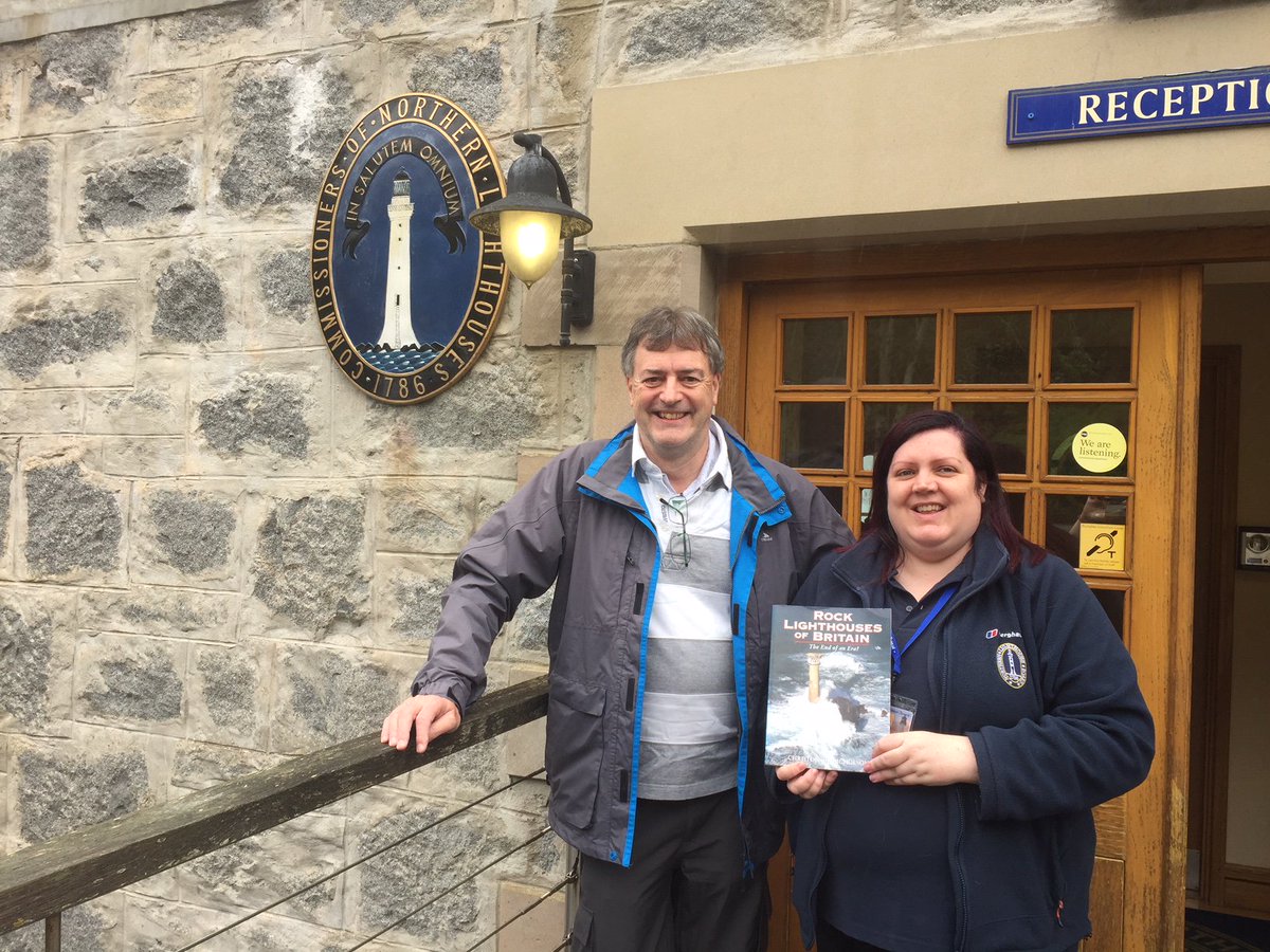 NLB_UK's tweet photo. A surprise visitor popped into our Oban base today when Christopher Nicholson, author of Rock Lighthouses of Britain stopped by to say hello. Kirsty and Fiona managed to grab a photo with him! #rocklighthousesofbritain #author #MondayMotivation #servingthemariner https://t.co/hGgYELiUIm