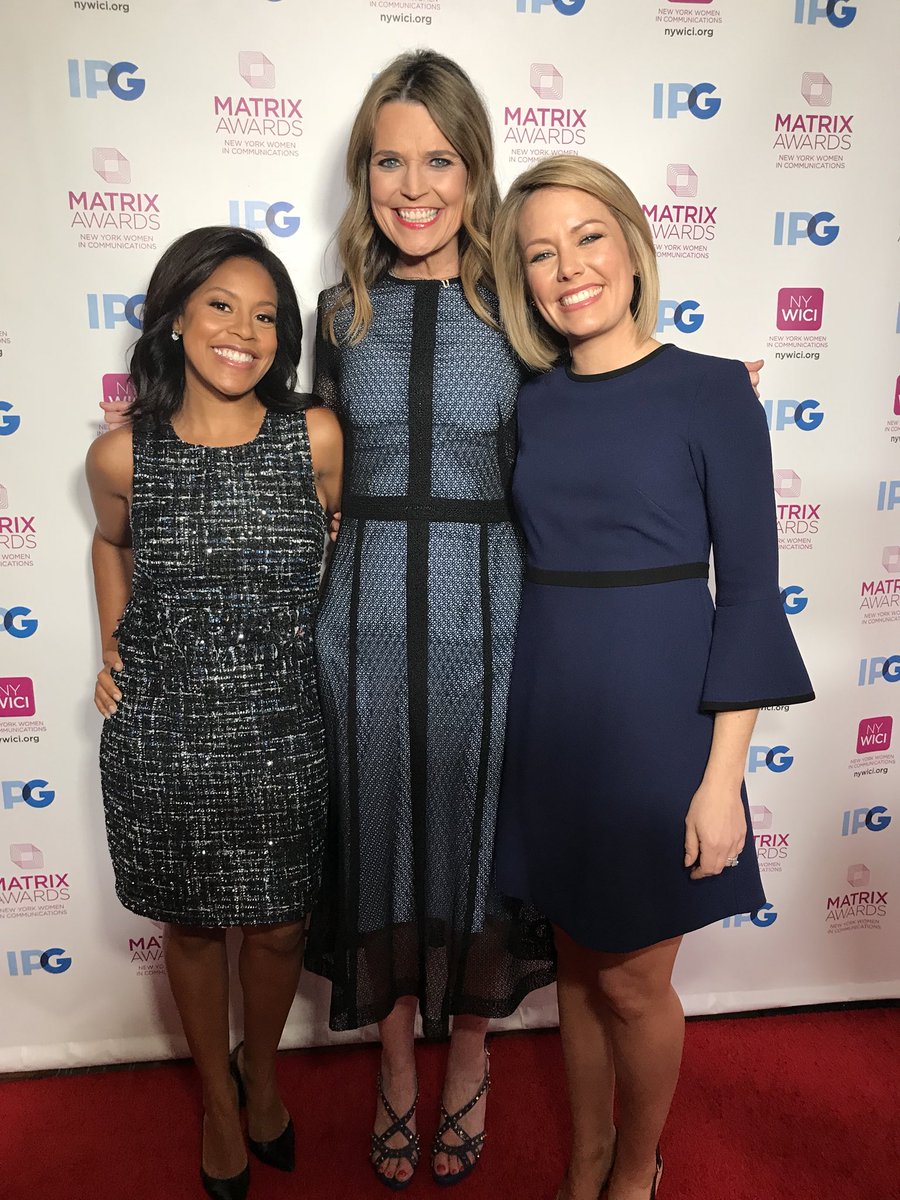 NBCNewsPR's tweet image. . @TODAYshow’s @SavannahGuthrie @SheinelleJones and @DylanDreyer walking the red carpet at the 2018 Matrix Awards #Matrix18