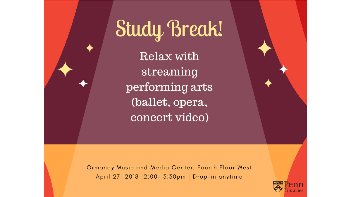upennlib's tweet photo. Pre-Finals stress getting you down, #Quakers? Stop by the Music Library on 4/27 for a Study Break! https://t.co/42s5YcQXnn