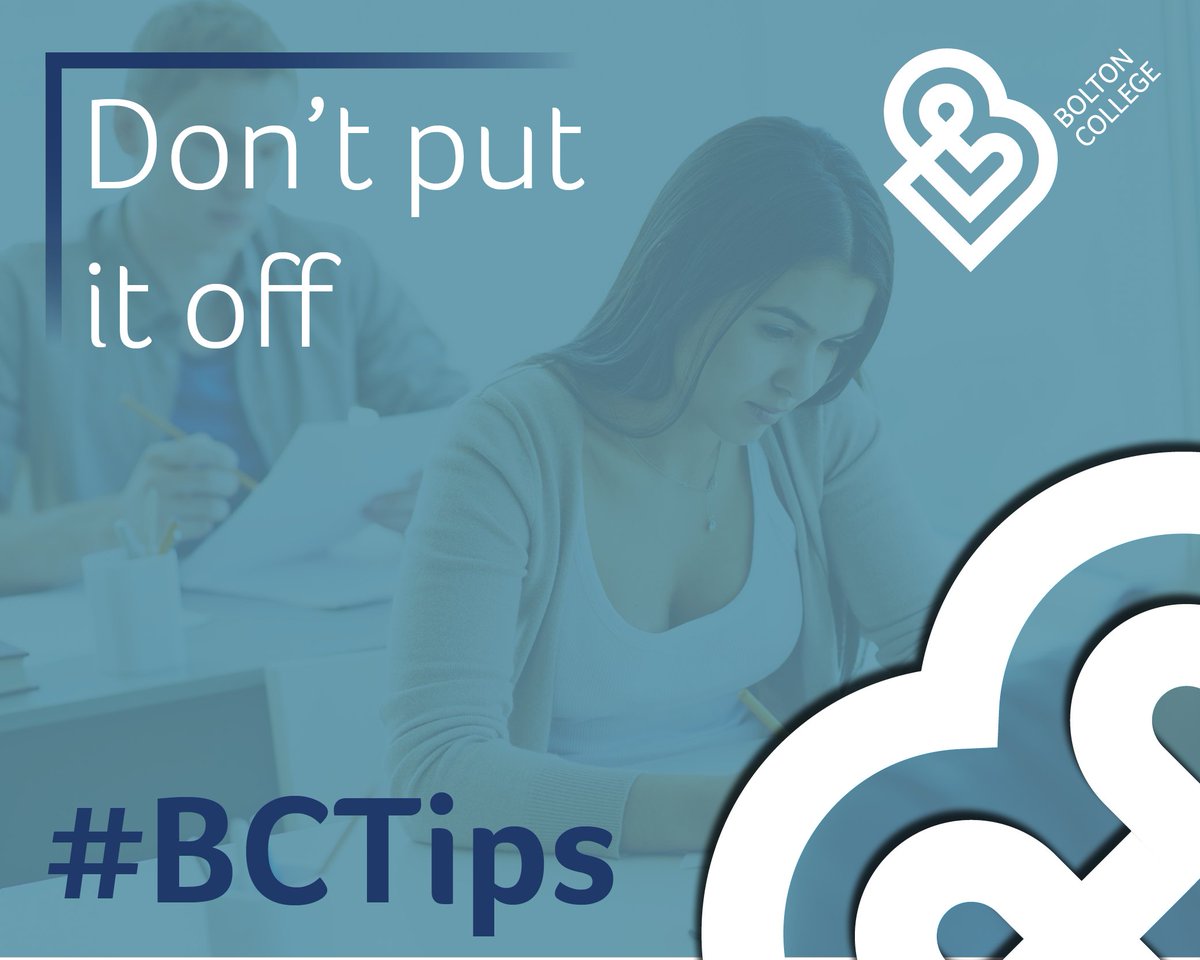 BoltonCollege's tweet image. '4⃣ Sit down and get on with it!

Don't get the urge to tidy your room, spend 5 hours on Fortnite or binge-watch your favourite show on Netflix… just get on with it. #BCTips