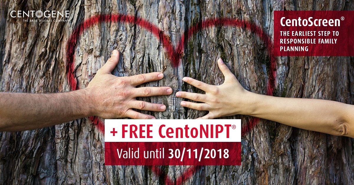 Centogene's tweet photo. Order #CentoScreen® and get a free #CentoNIPT®! Take advantage of the complete #PrenatalTesting package. Learn more: https://t.co/dlHjwYmRqD  #NIPT #Downsyndrome #Trisomy21 #noninvasive #PrenatalTest #Trisomy18 #Trisomy13 #FamilyPlanning #NGSpanel #GeneticInheritance #Pregnancy https://t.co/SPTCQiCa4c