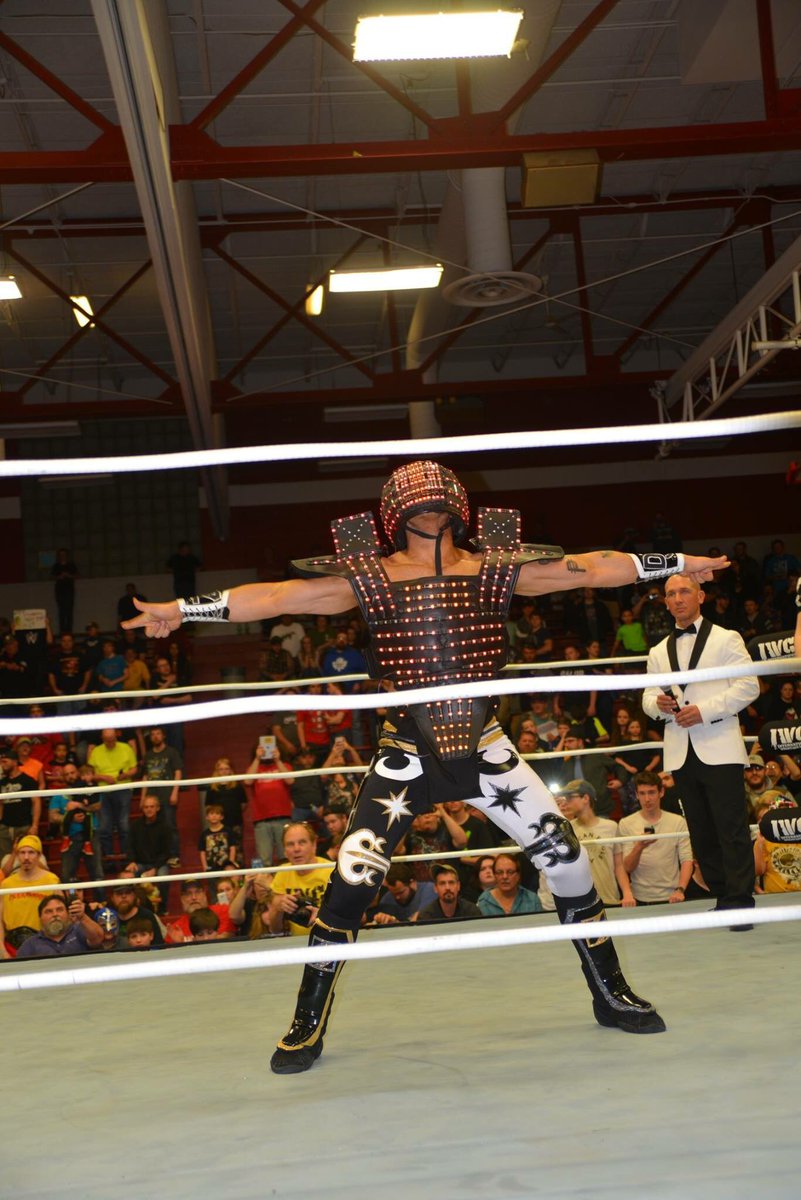 DaveKich's tweet photo. Awesome pic by Wayne Palmer of the one and only @IAmDJZ during introductions @IWCwrestling #NOTS7! https://t.co/yAzpkZgPMu