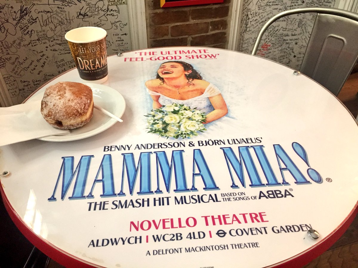doonakebab's tweet photo. Well #MamaMia, it feels like a Nutella donut and tea kind-of-an-afternoon to me at @thetheatrecafe. #StageyLife https://t.co/II7avuetHR