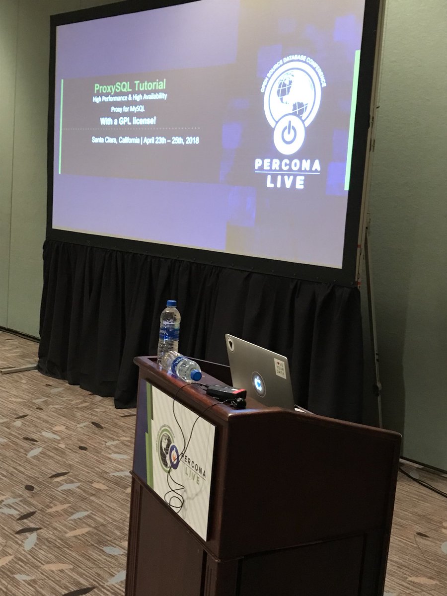 derek_downey's tweet image. Getting ready for HandsOn #ProxySQL tutorial in 13 mins #PerconaLive Ballroom H