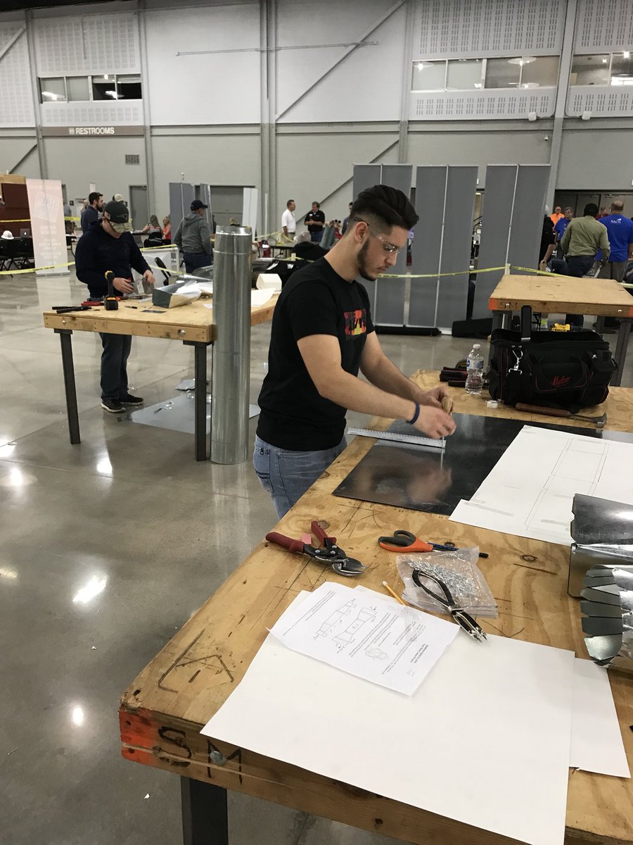 mrwilliamshvac's tweet photo. Sheet Metal students competing for the gold https://t.co/PYPfG62sDv