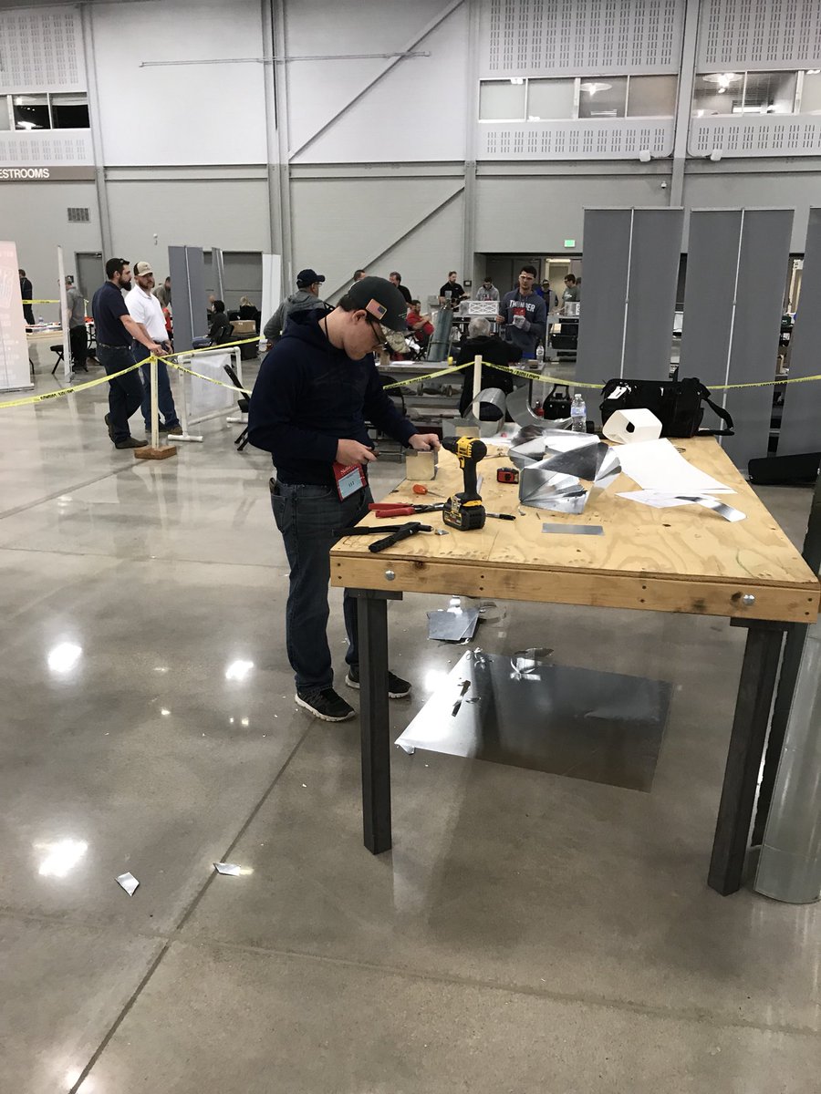 mrwilliamshvac's tweet photo. Sheet Metal students competing for the gold https://t.co/PYPfG62sDv