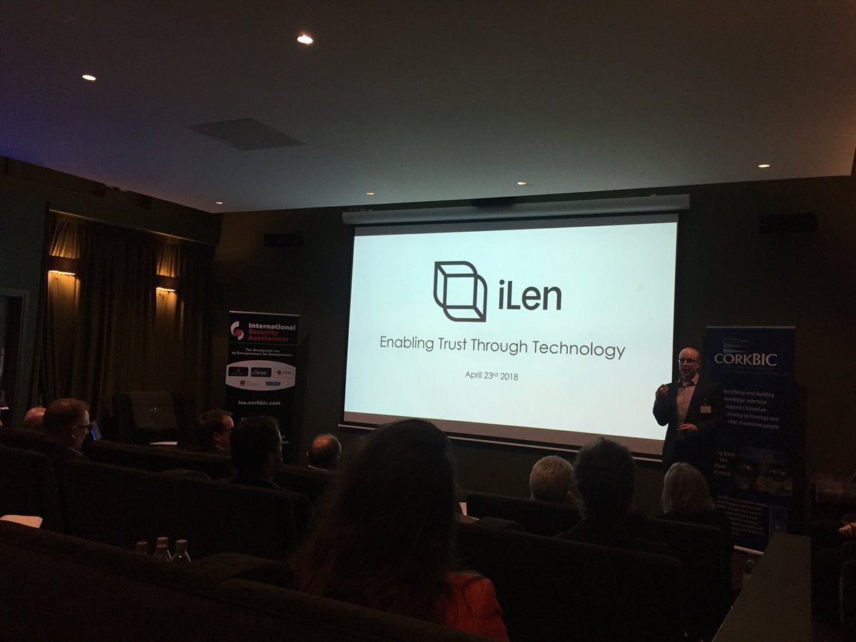 Next up <a href="/ilen_io/">iLen.io</a> <a href="/johnoreilly2305/">John O'Reilly</a> @johannes_cork - using #Blockchain technology to capture &amp; store data from production process - an independent source of trust #ISADemoDay