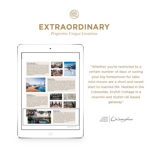 luxurycotswold's tweet photo. FEATURED: Dryhill Cottage in Waterfront Luxury Magazine. A property ideal for mini-moons @Waterfront_mag @WaterfrontLtd #WaterfrontMagazine #Feature #Press > https://t.co/OS8RxtYVlT https://t.co/z7EmMZWtWO