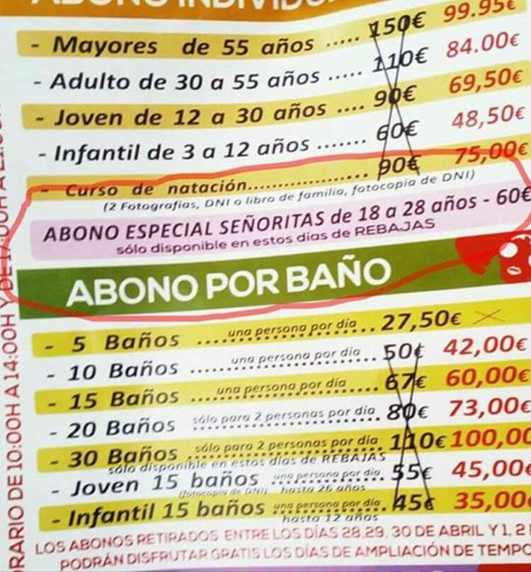 AccionLinares's tweet photo. Desde Acción Feminista Linares llamamos al boikot total a esta piscina por su actitud sexista. ¡Las mujeres no somos producto! ¡Las mujeres no somos objetos! https://t.co/kkuCk8M2ez