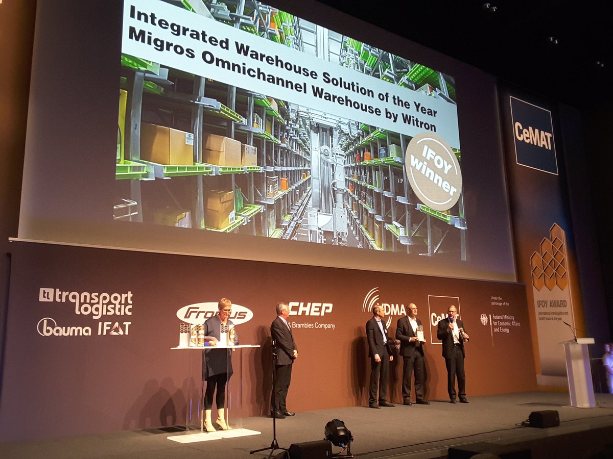 HolgerSeybold's tweet image. Live vom #IFOY Award 2018: Sieger in der Kategorie 'Integrated Warehouse Solutions' ist #Witron mit einer Lösung bei Migros. Wir gratulieren ganz herzlich!
#vfv18 #CeMAT #CeMAT18