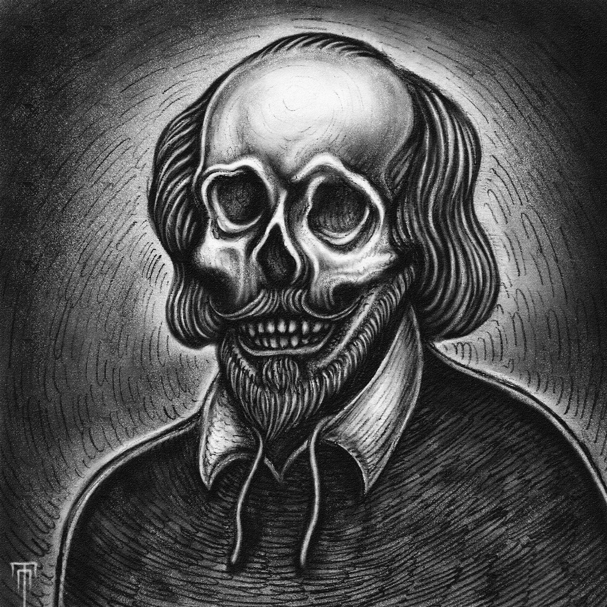 #Onthisday in 1616: Shakespeare died. #WilliamShakespeare #drawing #Shakespeare #skull #illustration #cartoon #Gothart #deadcelebrities #dead #death #morbidart #BillShakespeare #theater #poetry #theatre #poet #playwright #history #Grotesquerie