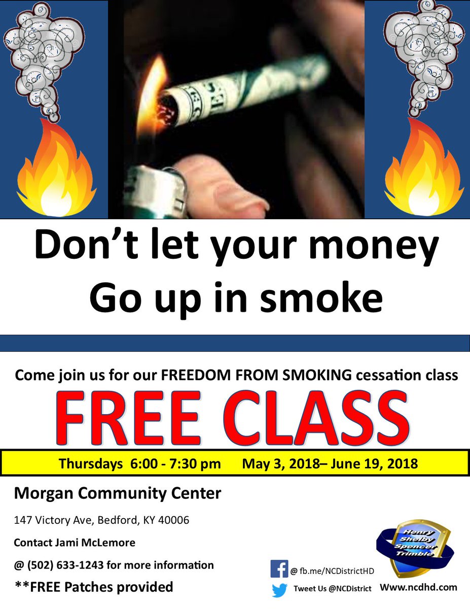 NCDistrict's tweet photo. North Central is starting a new round of Smoking cessation Classes. "Don't let your money go up in smoke". #ncdhd https://t.co/8ALWi48zxf