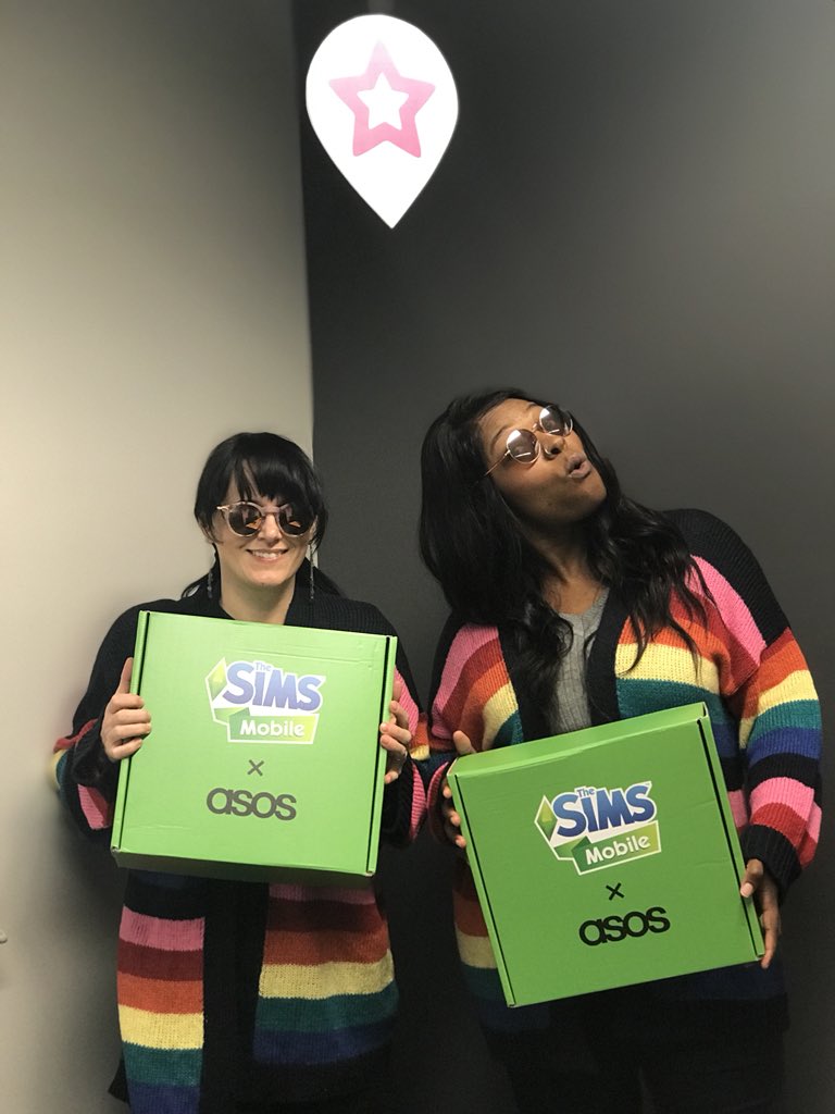<a href="/SimGuruRiley/">Riley</a> and I got some sweet matching sweaters from @ASOS today! Deck out your Sims with ASOS clothing of their own! The ASOS event is live now in <a href="/TheSimsMobile/">The Sims Mobile</a>     ✨💖✨ #ASOSxTheSimsMobile