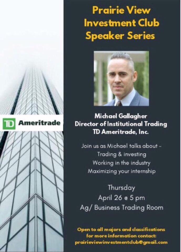 BugsBusby's tweet photo. Been hearing talk about learning how to invest and how to break into a finance career? Come and hear from THE Director of Institutional Trading at TD Ameritrade on April 26th @ 5 pm. This man lives and breathes investing. Definitely, a must not miss event. Business casual attire https://t.co/5TqFXBzHpj